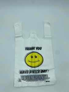 1/8 Medium White Happy Face T-Shirt Bag